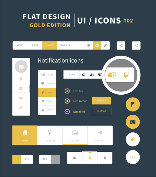 ウェブ デザインのためのベクトル フラット デザイン ui キット - ベクター画像