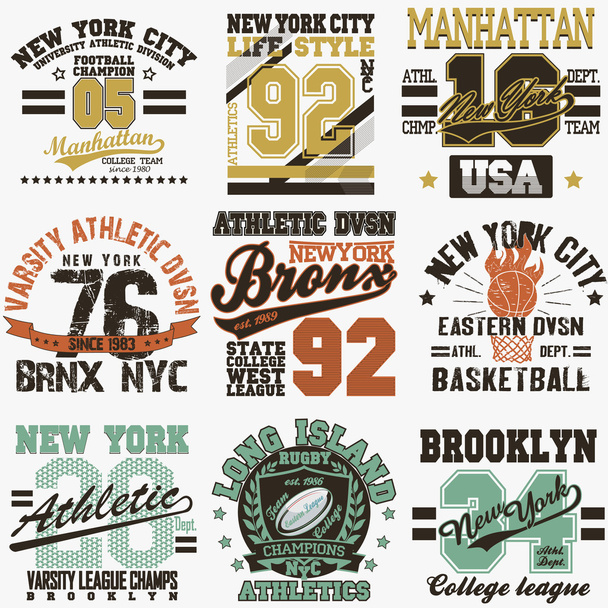 New York t-shirt set - Vetor, Imagem