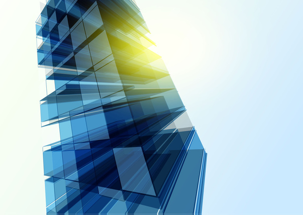 Modern blue glass wall of office building - Vector, Image