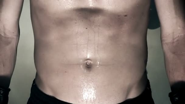 Egzersiz sırasında erkek mide - Video, Çekim