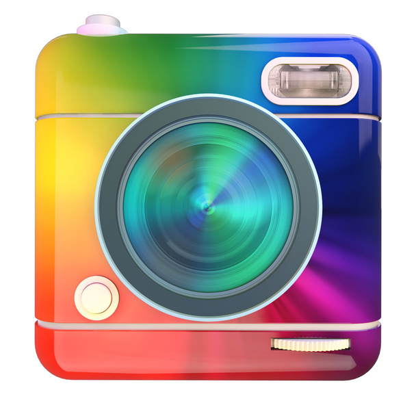 Camera icon rainbow - Φωτογραφία, εικόνα