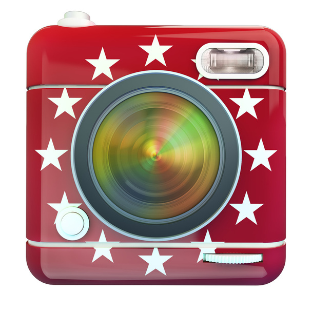 Camera icon red stars - Фото, изображение