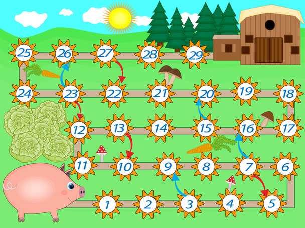 настольная игра со свиньей
 - Вектор,изображение