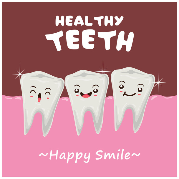 Vintage tooth character poster design - Vector, Image