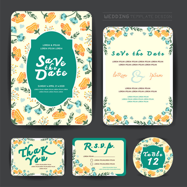 Wedding floral template collection.Wedding invitation - Vector, Image