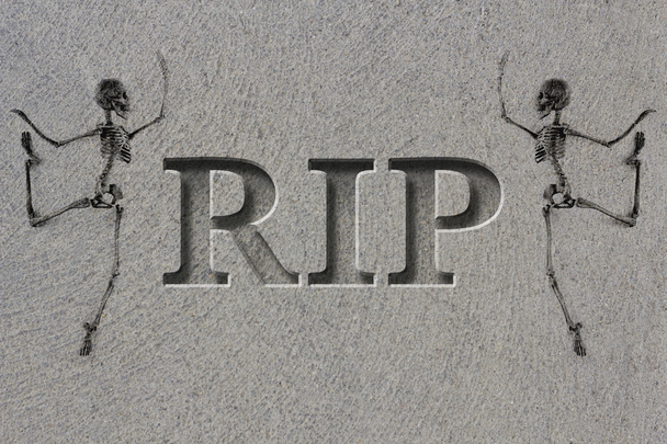 Gegraveerde grafsteen Rip skelet - Foto, afbeelding
