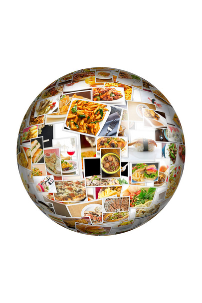 Παγκόσμια κουζίνα κολάζ σφαίρα - Φωτογραφία, εικόνα