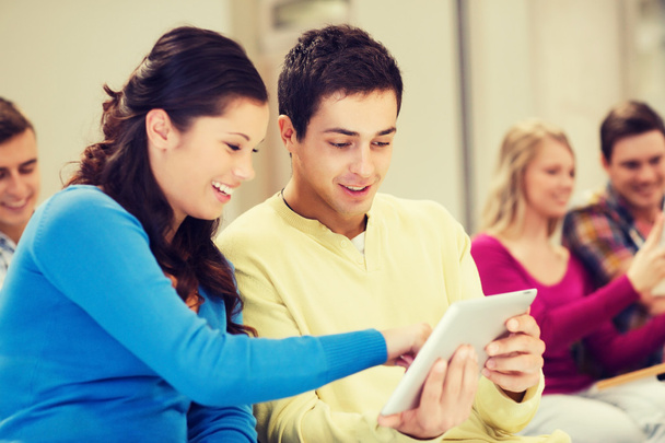 group of smiling students with tablet pc - Photo, image