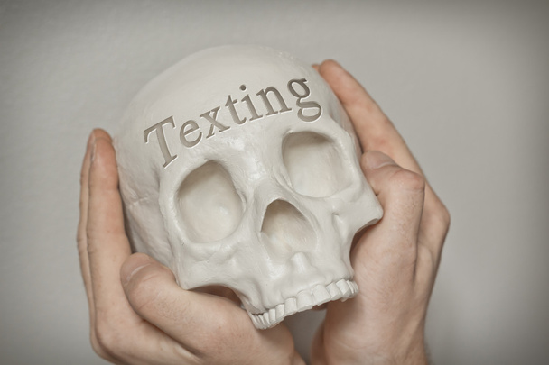 Schedel gravure Texting - Foto, afbeelding