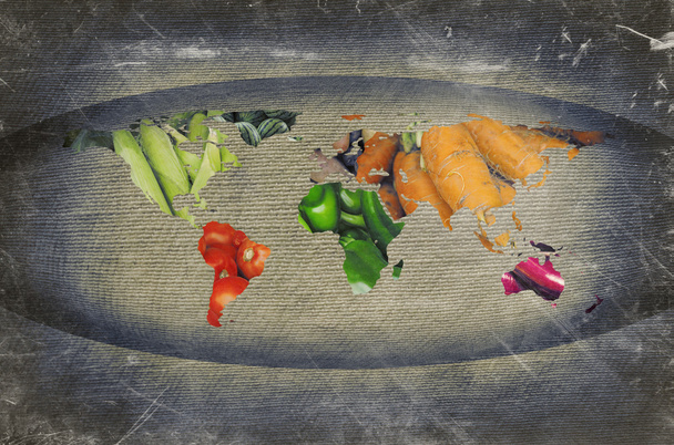 mapa mundial de legumes de frutas
 - Foto, Imagem