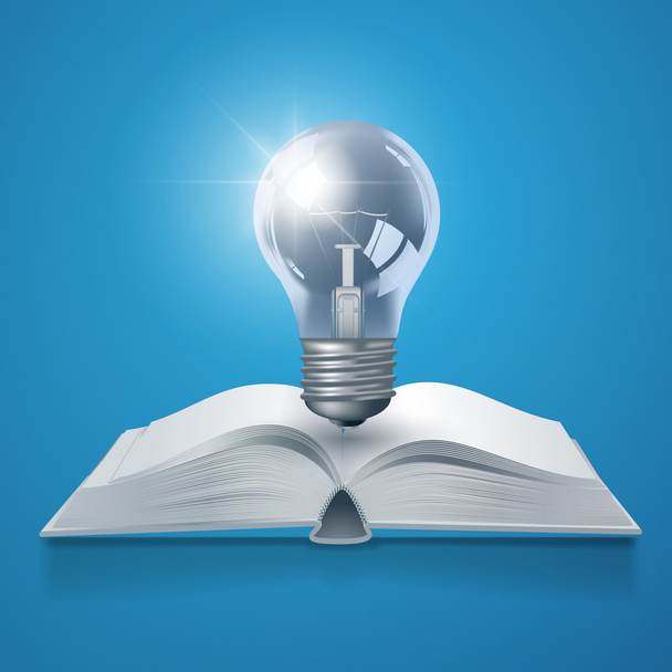 Book and light bulb - Vector, Image