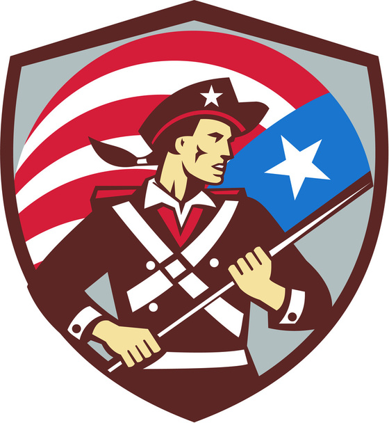 ブランディッシュ米国旗紋レトロを保持しているアメリカの愛国者 - ベクター画像