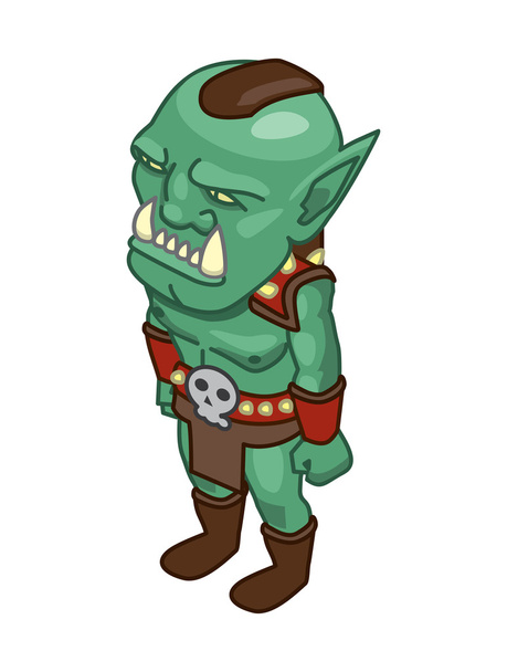 stylized green orc on a white background - Вектор,изображение