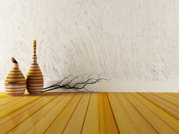 two wooden vases on the floor, - Photo, image