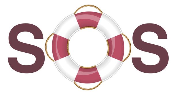 SOS Lifebuoy Life Saver Ring - Vector, Image