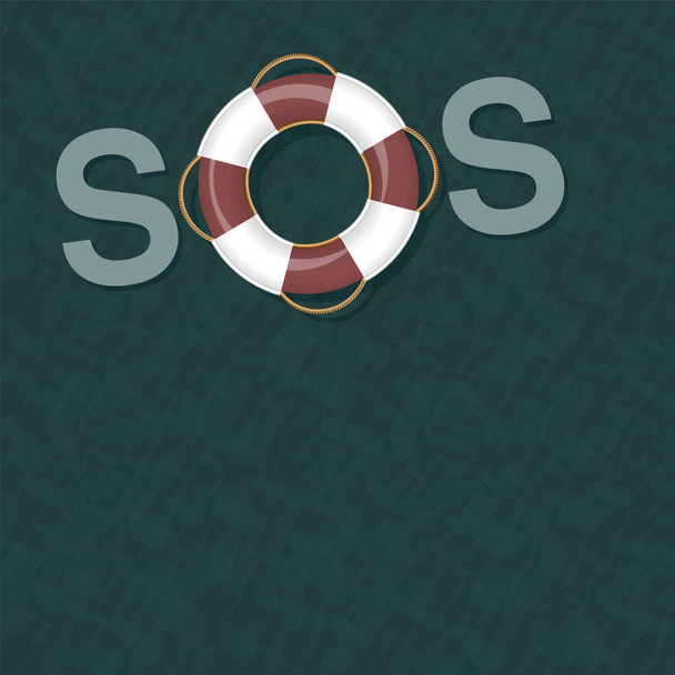 SOS mentőgyűrűt élet megmentő gyűrű óceán víz - Vektor, kép