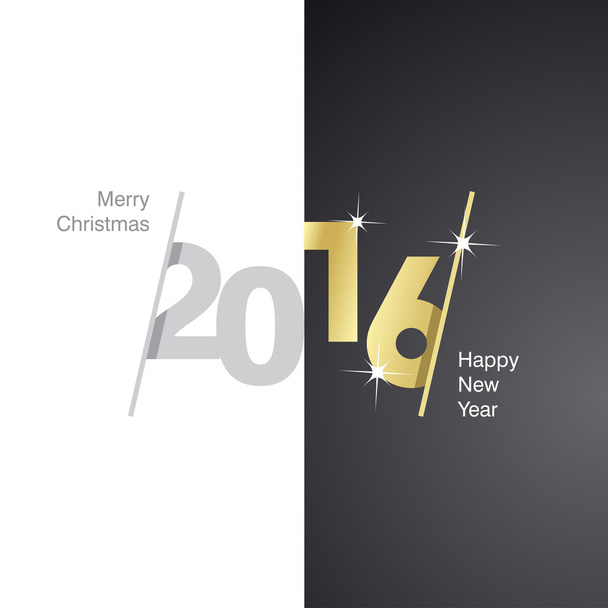2016 Happy New Year gray gold black background - Vector, Image