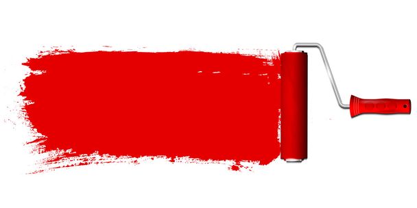 Paint roller and red color background - Vektor, obrázek