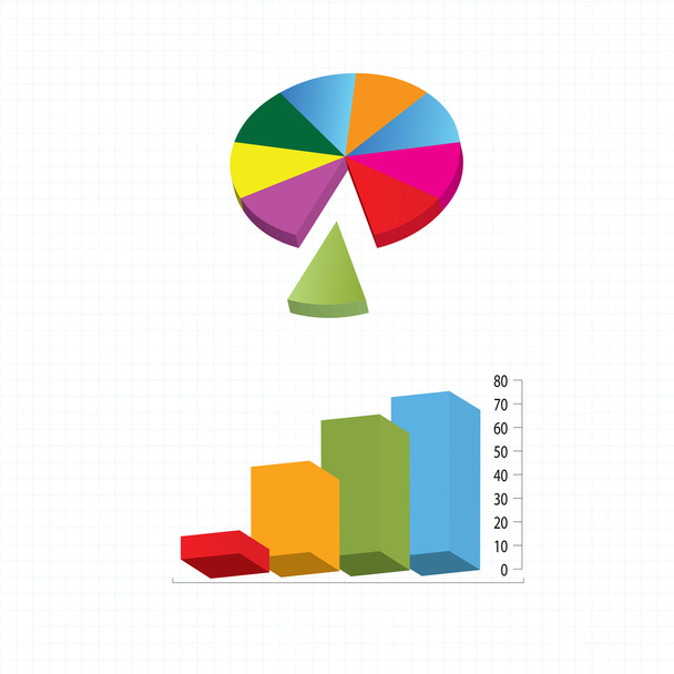 gráficos de barras 3d para el concepto creativo de negocios
 - Vector, Imagen
