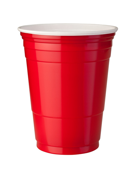 Red Plastic Cup isolated on white with a clipping path - 写真・画像