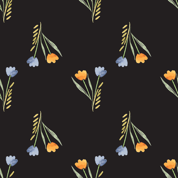 Seamless Watercolor Pattern of Flowers - Vettoriali, immagini