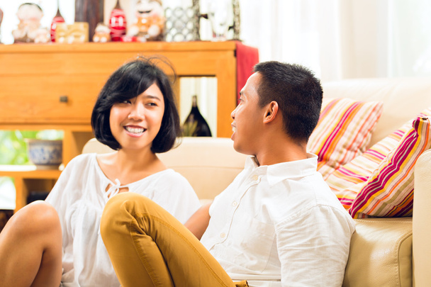 Asian people couple in living room - Photo, Image