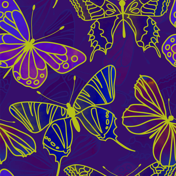 Seamless Watercolor Butterfly Pattern - Διάνυσμα, εικόνα