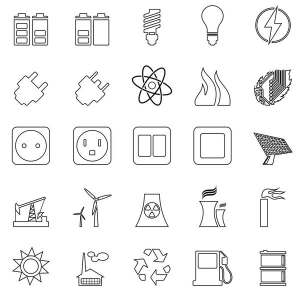 Conjunto de ícones de eletricidade, energia e energia
 - Vetor, Imagem