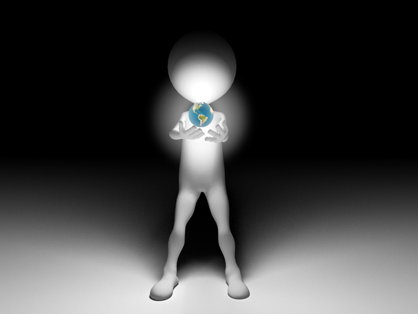 3D muž drží svět v noci - Fotografie, Obrázek