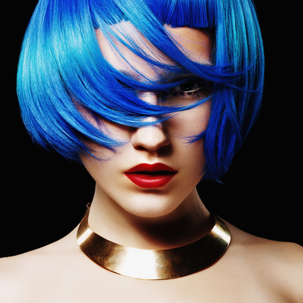 beautiful girl with blue hair - Fotó, kép