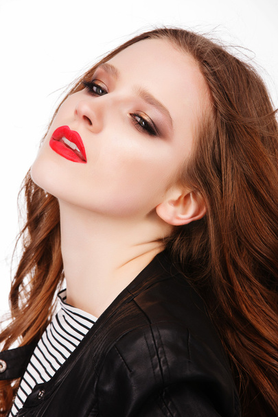 girl with bright makeup  in a rock style - Zdjęcie, obraz