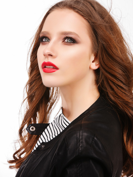 girl with bright makeup  in a rock style - Fotoğraf, Görsel