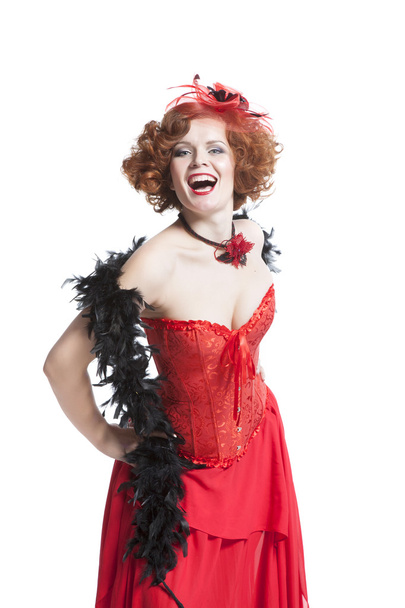pretty woman in red carnival dress - Foto, afbeelding