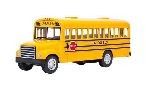 játék iskola busszal elszigetelt fehér - Fotó, kép