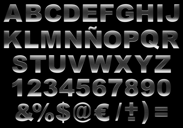 3d escovado alfabeto de aço isolado
 - Foto, Imagem