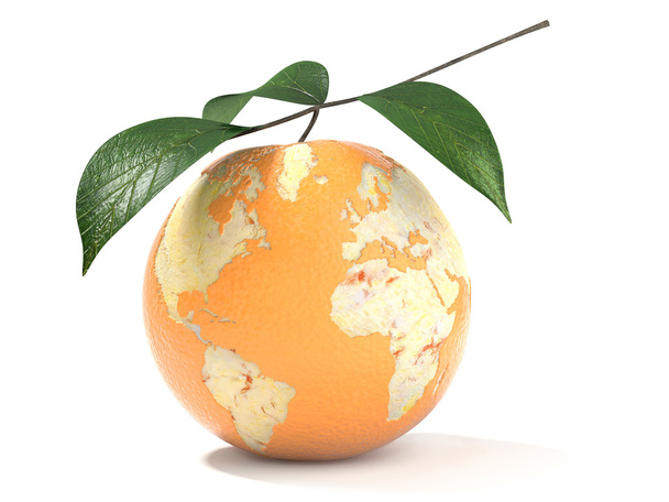 Карта Землі зроблена на очищеному апельсині
 - Фото, зображення