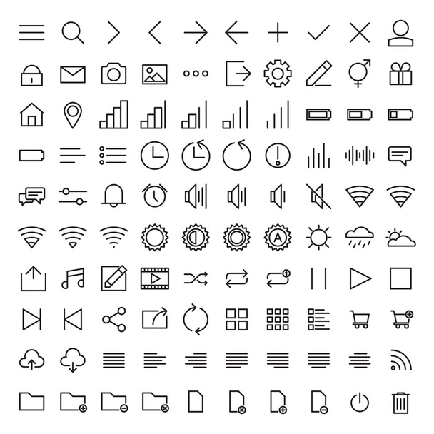 Set of User Interface Outline Icons - Vector, Image