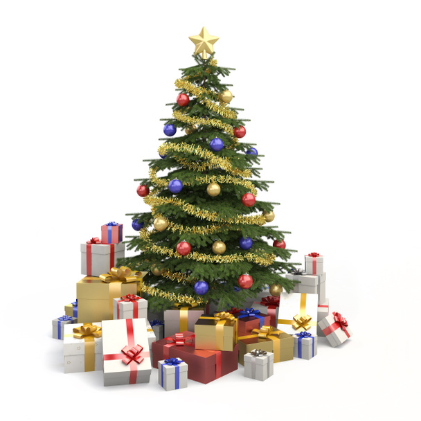 πολύχρωμο χριστουγεννιάτικο δέντρο απομονωθεί - Φωτογραφία, εικόνα