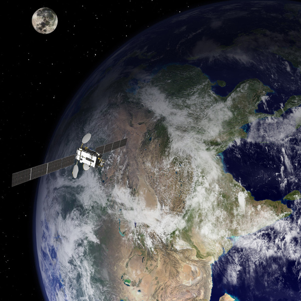 Satellite orbiting earth - Photo, Image