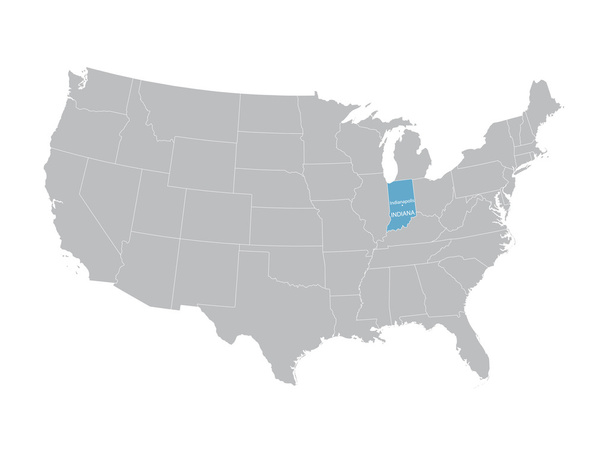 Carte vectorielle des États-Unis avec indication de l'Indiana
 - Vecteur, image