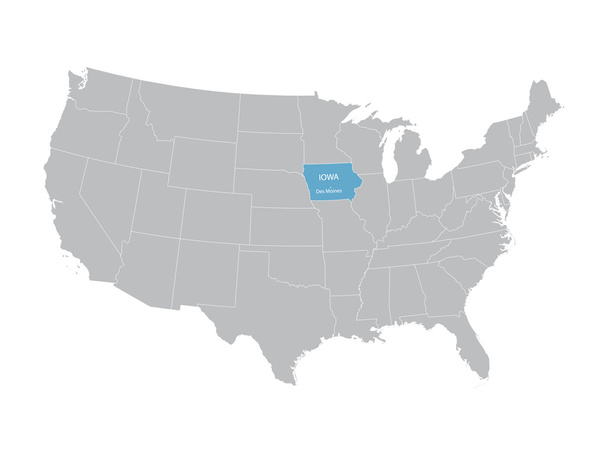Mapa vectorial de Estados Unidos con indicación de Iowa
 - Vector, imagen
