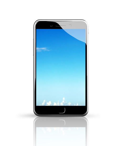 Inteligentny telefon z ekranem dotykowym błękitne niebo - Zdjęcie, obraz