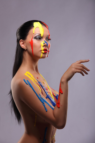 Portrait of a woman painted conceptual body art - Fotografie, Obrázek