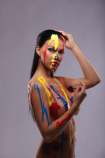Portrait of a woman painted conceptual body art - Foto, Imagen