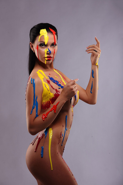 Portrait of a woman painted conceptual body art - Valokuva, kuva