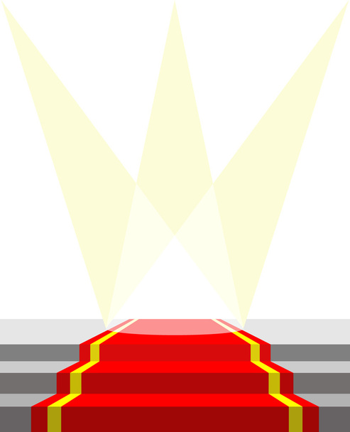 Красная дорожка для VIP персон и освещение. Векторная иллюстрация
 - Вектор,изображение