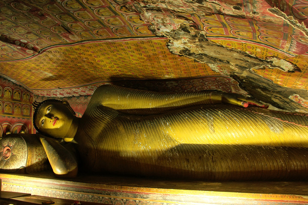 Reclining Buddha at Golden Temple of Dambulla in Sri Lanka - Photo, Image