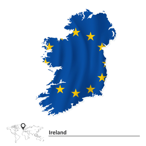 Mapa da Irlanda com bandeira da União Europeia
 - Vetor, Imagem