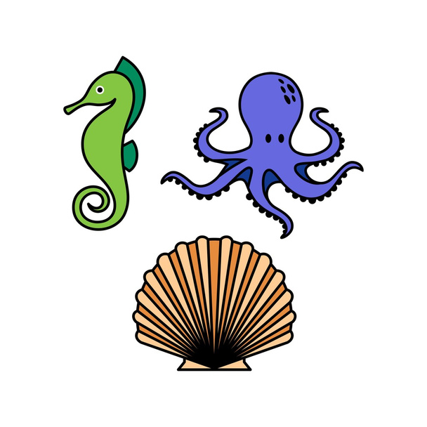 Морське життя Логотип Шаблон
 - Вектор, зображення