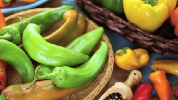 organic peppers on the table - Footage, Video